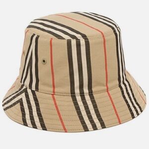 AUTHENTIC BURBERRY Icon Stripe Reversible Brighton Beige Bucket Hat
